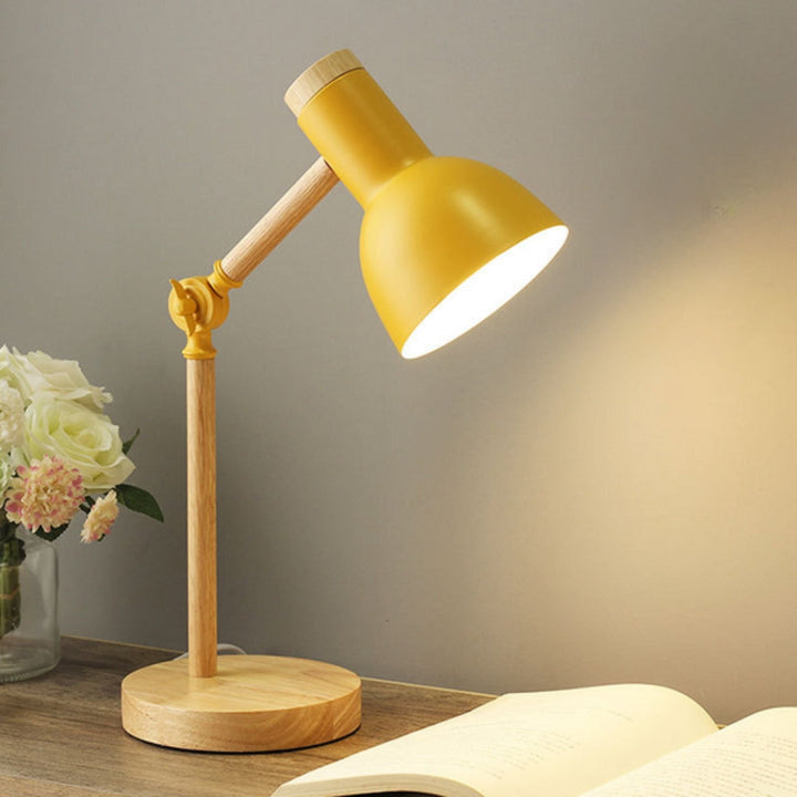 Justerbar Tre- og Jern Skrivebordslampe | Luvikno