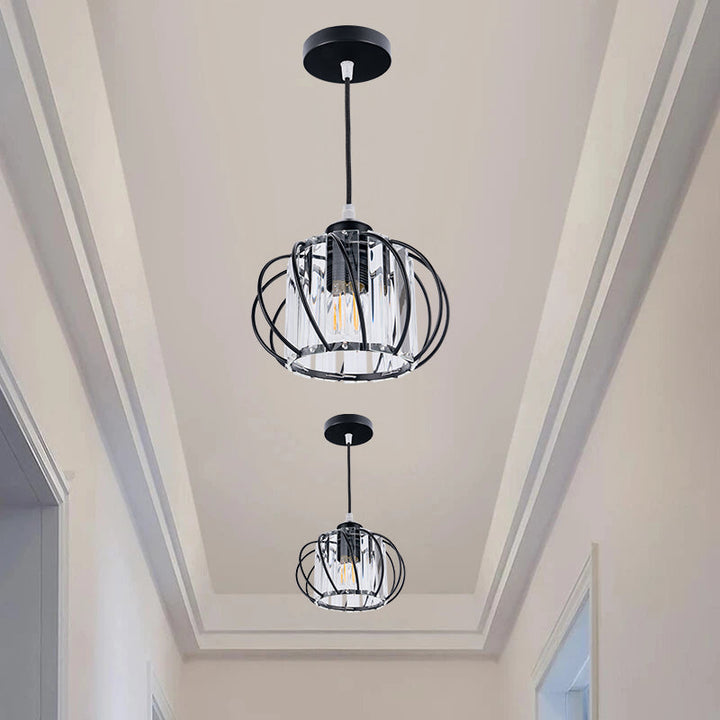 Pendellampe svart glass kule taklampe Luvikno