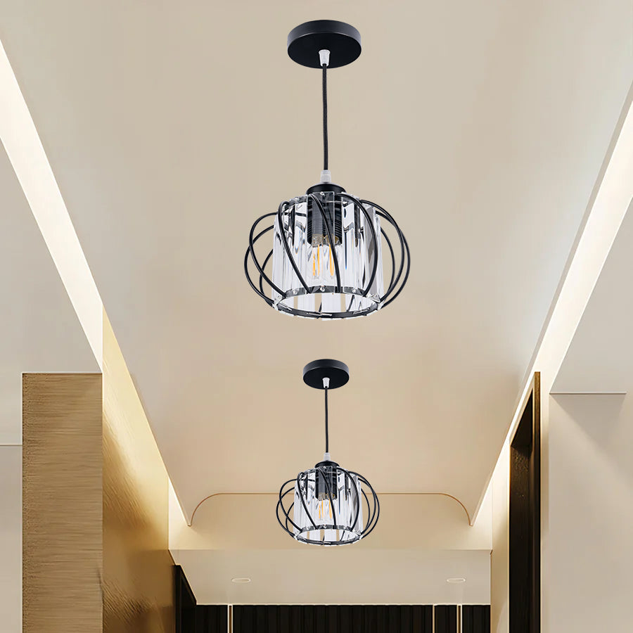 Pendellampe svart glass kule taklampe Luvikno