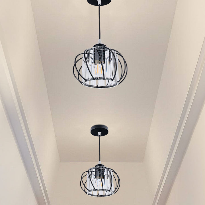 Pendellampe svart glass kule taklampe Luvikno