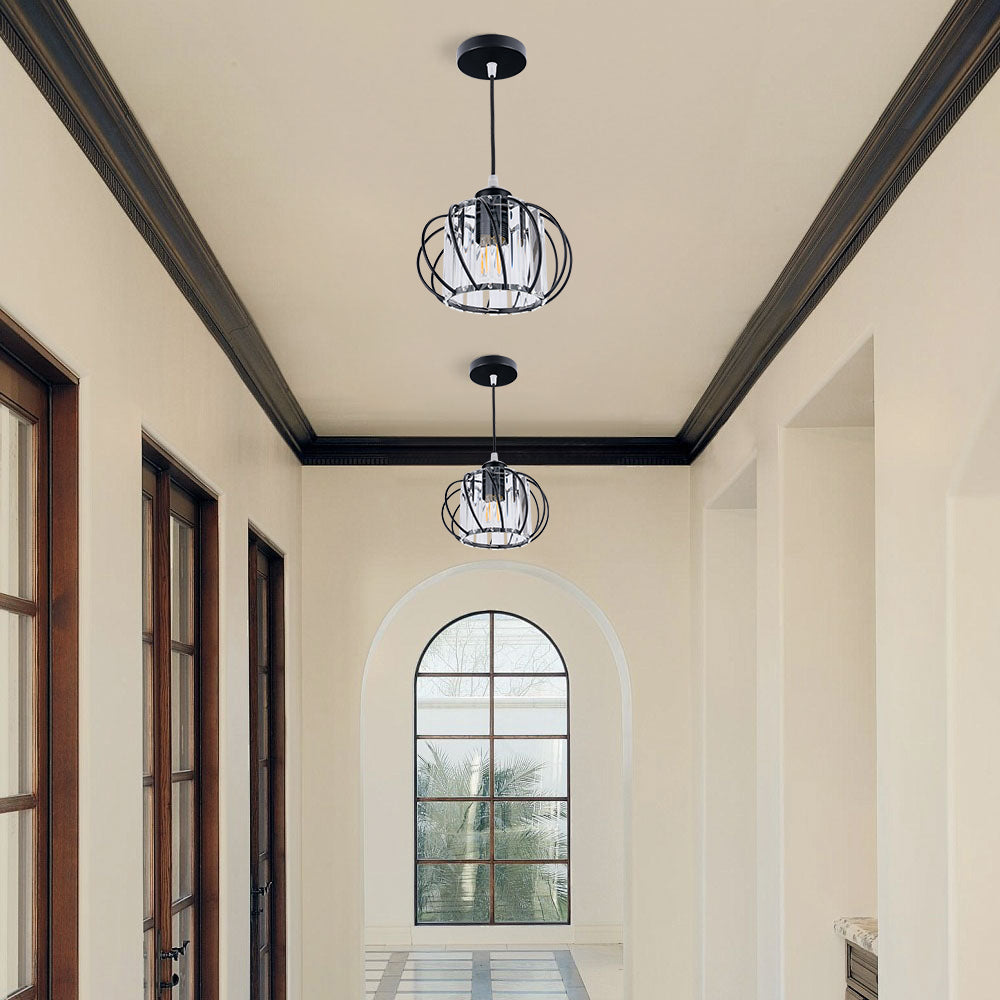 Pendellampe svart glass kule taklampe Luvikno