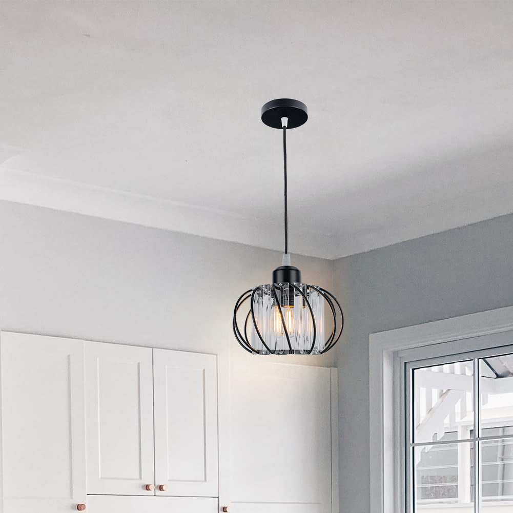 Pendellampe svart glass kule taklampe Luvikno