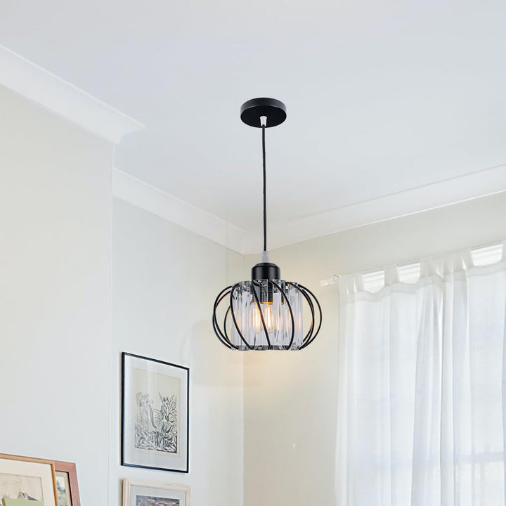 Pendellampe svart glass kule taklampe Luvikno