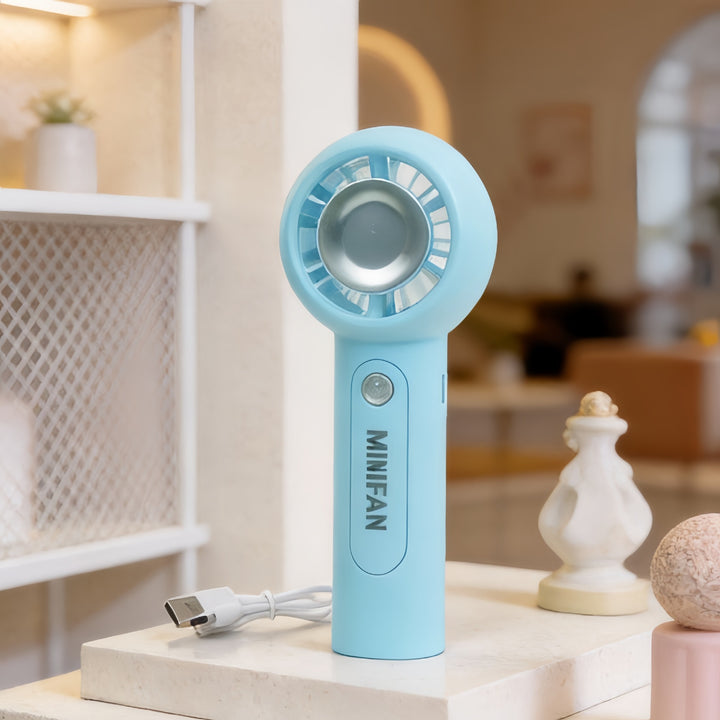 Dame Bærbar Mini-vifte med USB-ladefunksjon og ergonomisk håndtak Luvikno