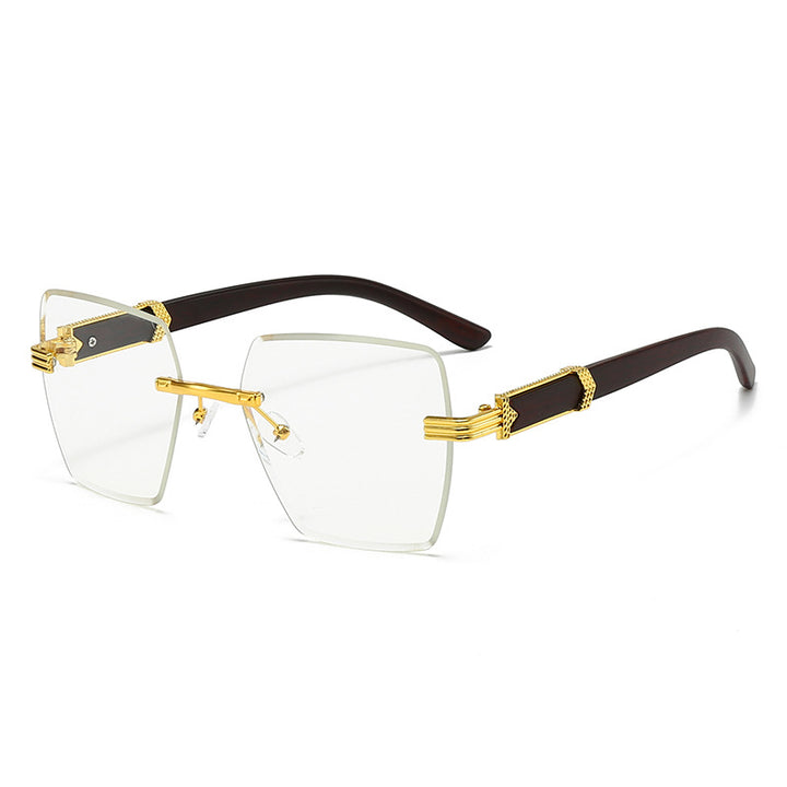 Dame ekstravagant firkantet solbrille med gullfargede detaljer Luvikno