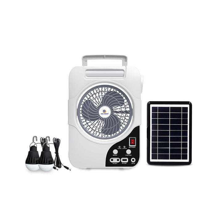 Unisex nan bærbart sol ventilasjonsanlegg med integrert batteri, LED-lamper og USB-kontakt Luvikno