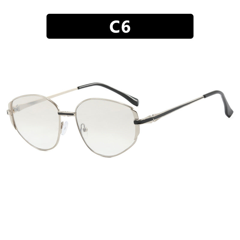 Dame moderne geometrisk solbrille med stilfull metallramme Luvikno