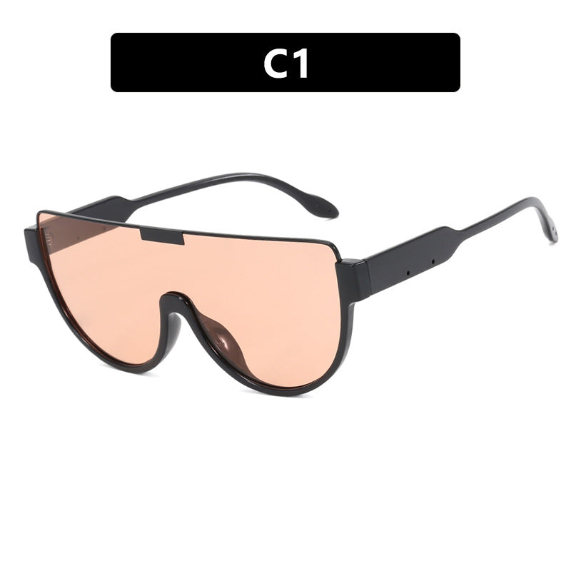 Dame futuristisk oversized solbrille med klar full-rim ramme Luvikno