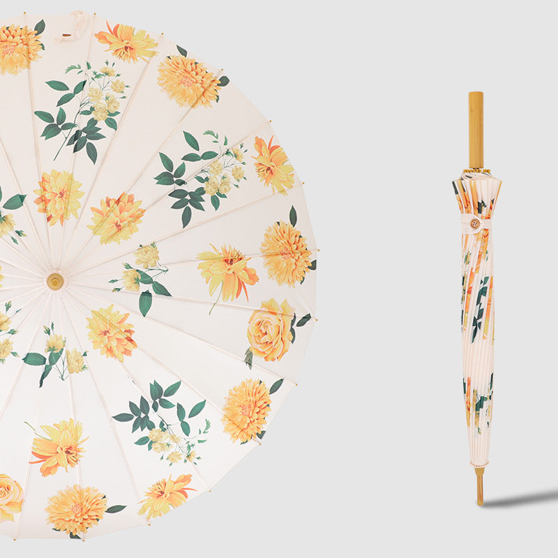 Kvinnens sammenleggbare solskjermparaply med kunstnerisk design Luvikno