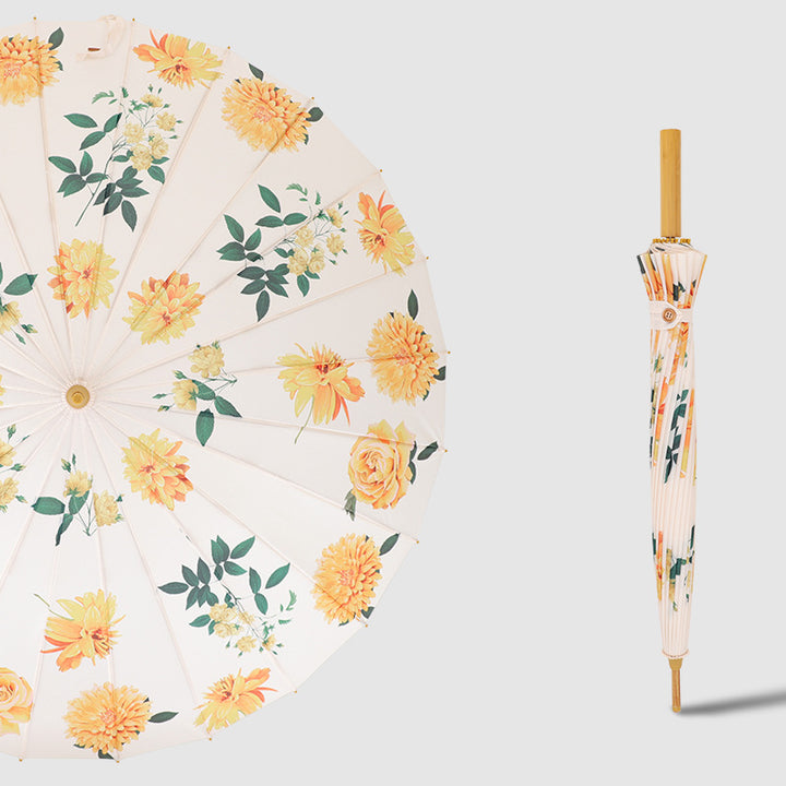 Kvinnens sammenleggbare solskjermparaply med kunstnerisk design Luvikno