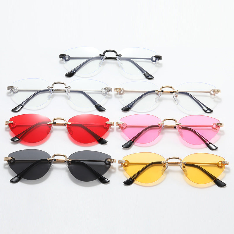 Dame Futuristisk Halvramme Solbrille Luvikno