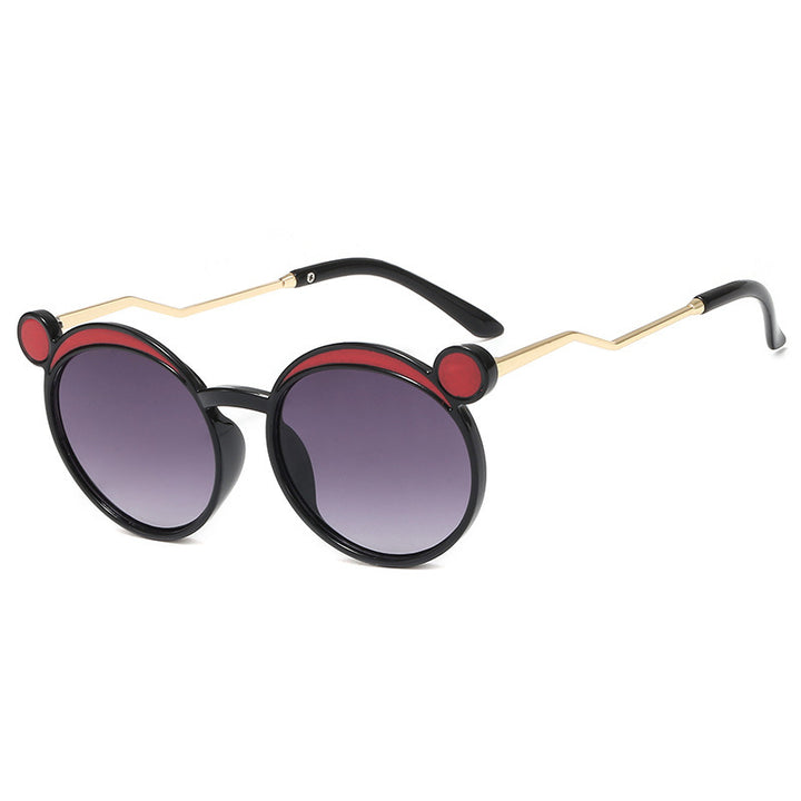 Dame Fashion-runde solbrille med innovativ ramme og fargede linser Luvikno