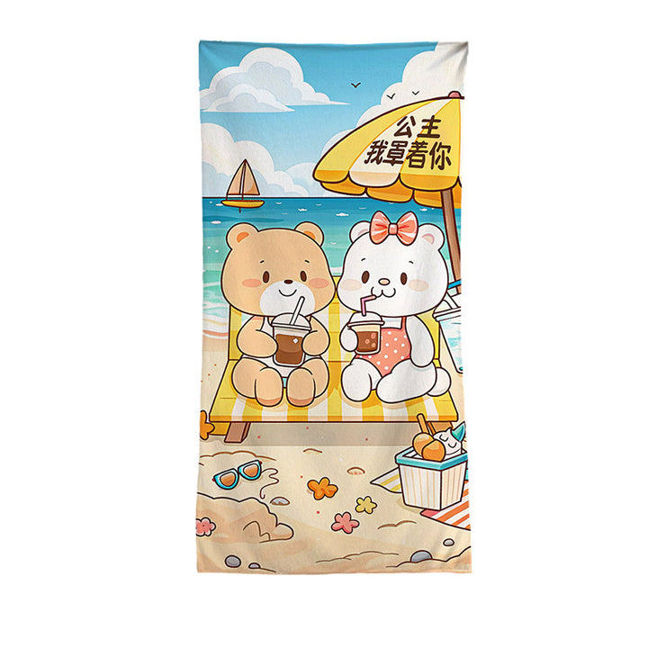 Women's beach towel with vibrant palm motif Luvikno