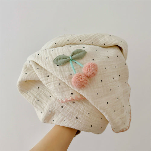 Unisex Cozy Muslin Blanket med lekent pom-pom-design Luvikno