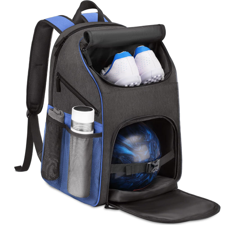 Unisex sporty ryggsekk med spesielle rom for sko og bowlingball Luvikno