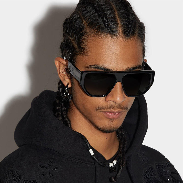 Dame oversized solbriller med stilige geometriske rammer Luvikno