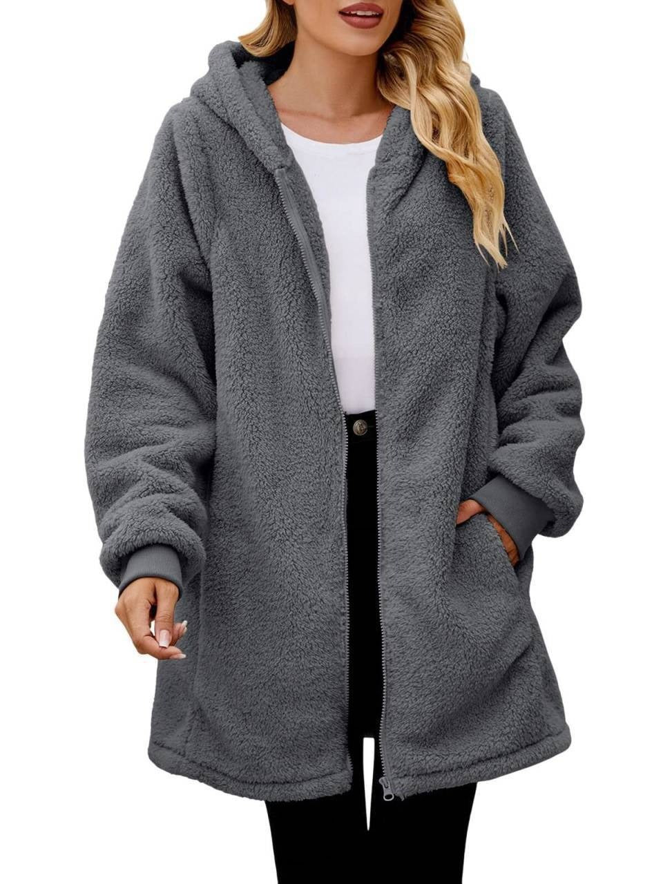 Luvik | Dame Komfortabel Fleece-Jakke med Lang Jakke