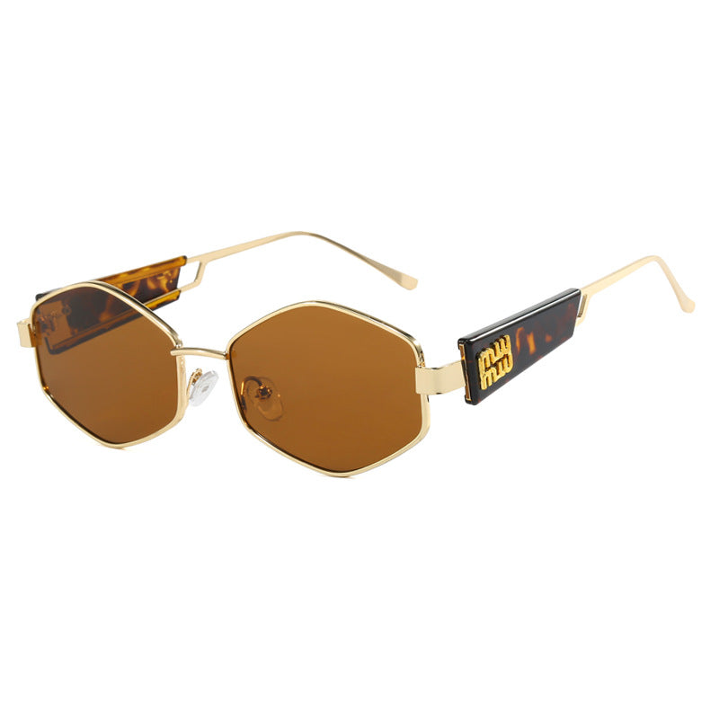 Dame geometrisk solbrille med moteriktig design og UV-beskyttelse Luvikno
