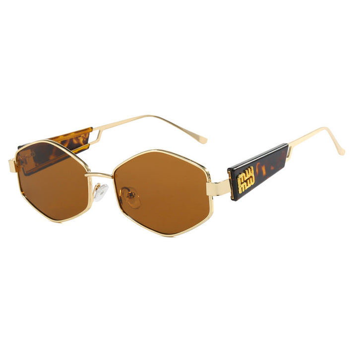 Dame geometrisk solbrille med moteriktig design og UV-beskyttelse Luvikno