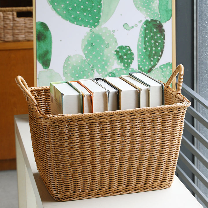 Unisex Romslig oppbevaringskurv laget av flettet rattan Luvikno