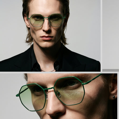Dame oktagonal solbrille med elegante metallaksenter Luvikno