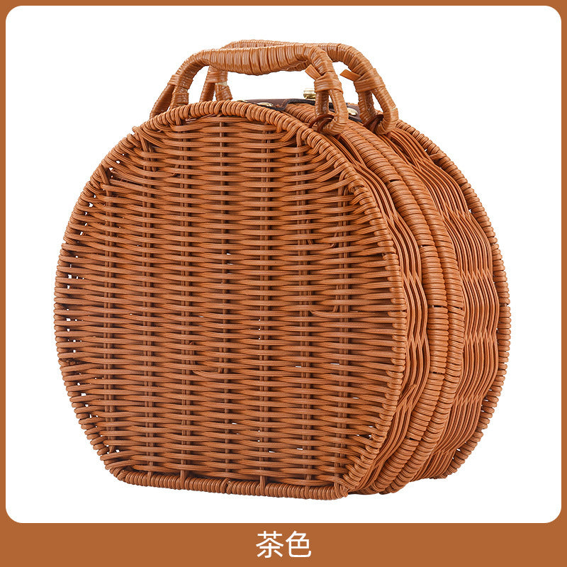Damer Runde Wicker Håndveske Luvikno
