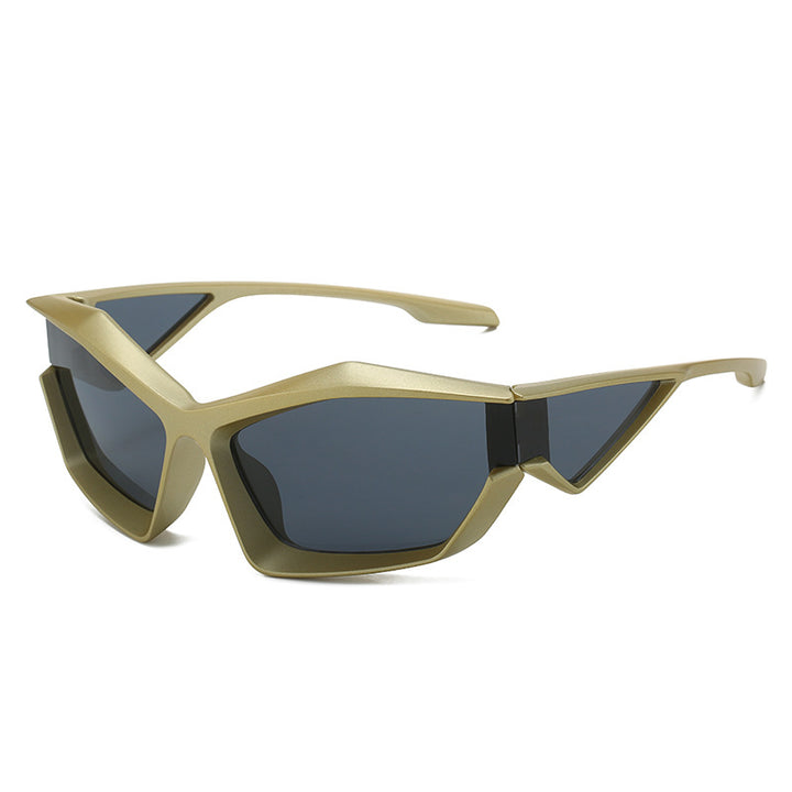Dame sporty performance solbriller med moderne geometrisk ramme Luvikno