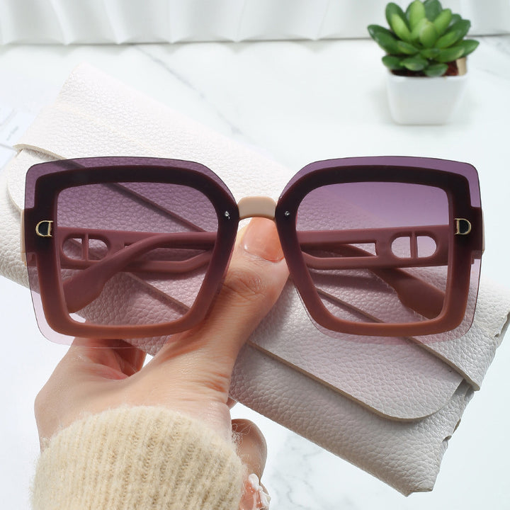 Dame moteriktig oversized solbrille i geometrisk design Luvikno