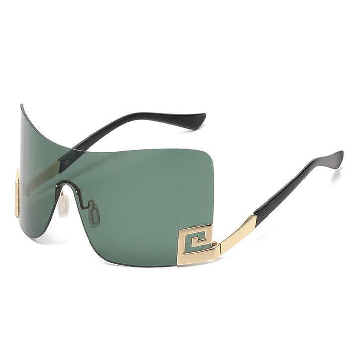 Dame Oversized Shield-solbrille med ekstravagant design Luvikno