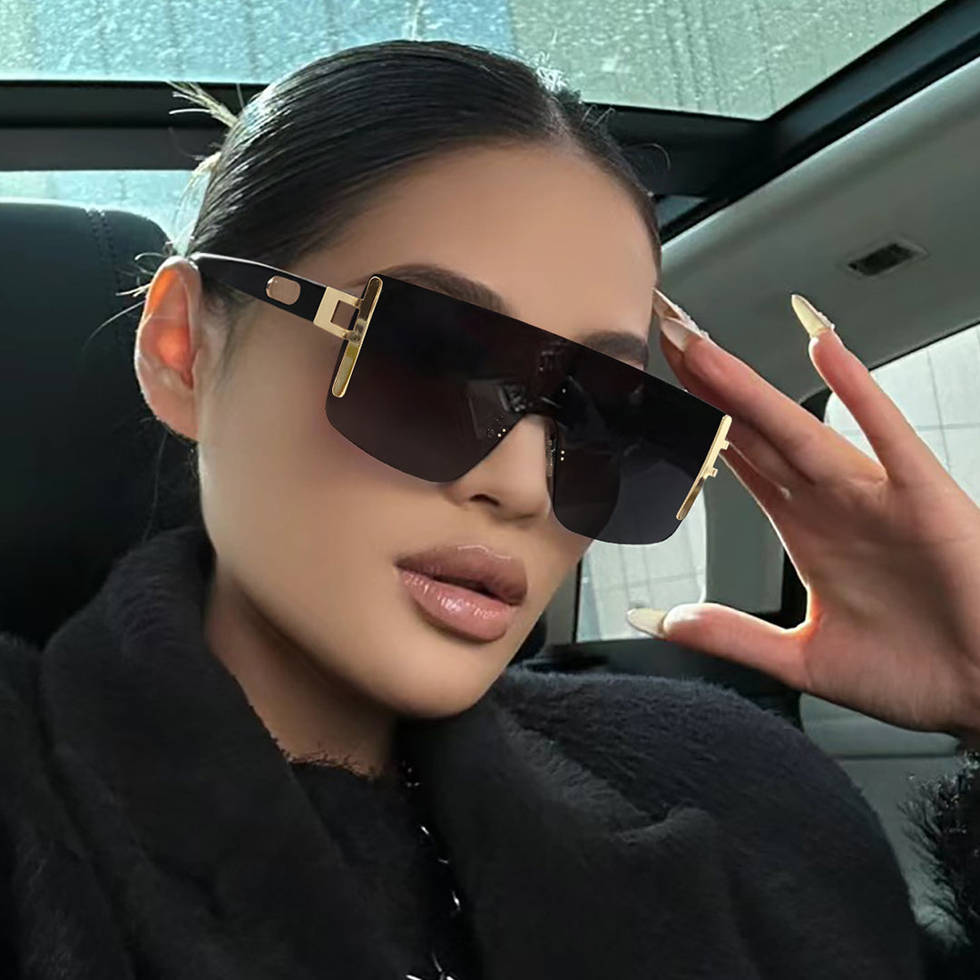 Dame oversized solbrille med moderne futuristisk design Luvikno