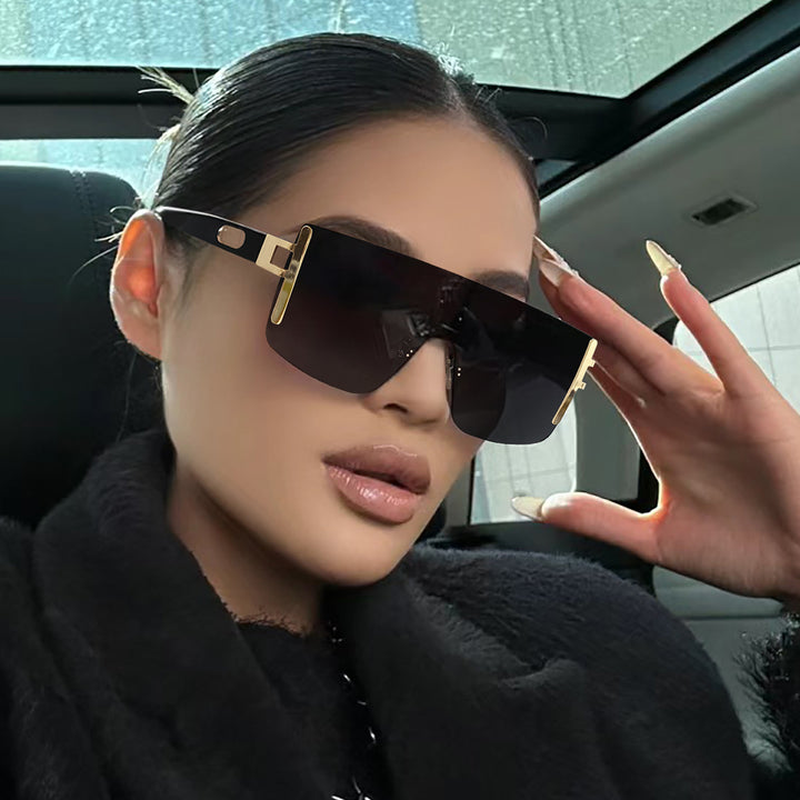 Dame oversized solbrille med moderne futuristisk design Luvikno