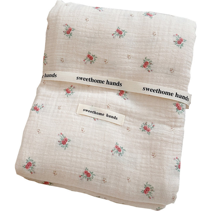 Unisex koselig muslinteppe med elegant blomstermønster Luvikno