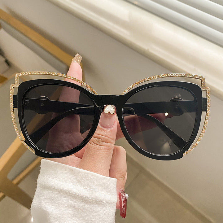 Dame Cat-Eye solbriller med glitrende detalj Luvikno