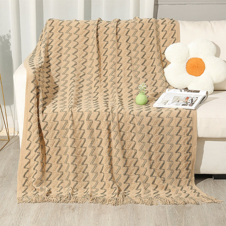 Kvinnens dekorative zigzag strikket teppe Luvikno