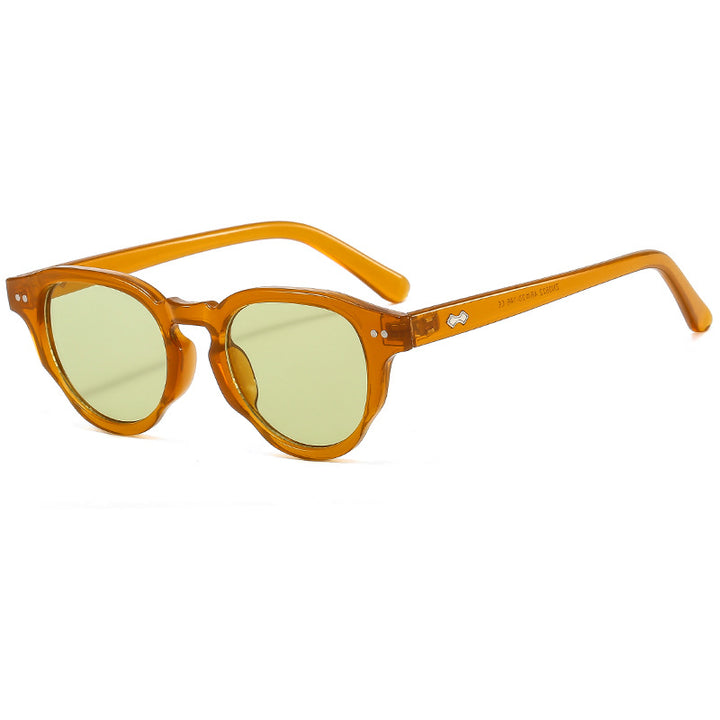 Dame modische solbrille med oval ramme og grønt glass Luvikno