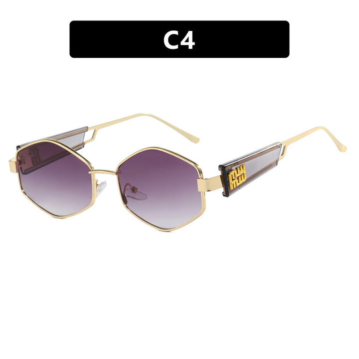 Dame geometrisk solbrille med moteriktig design og UV-beskyttelse Luvikno