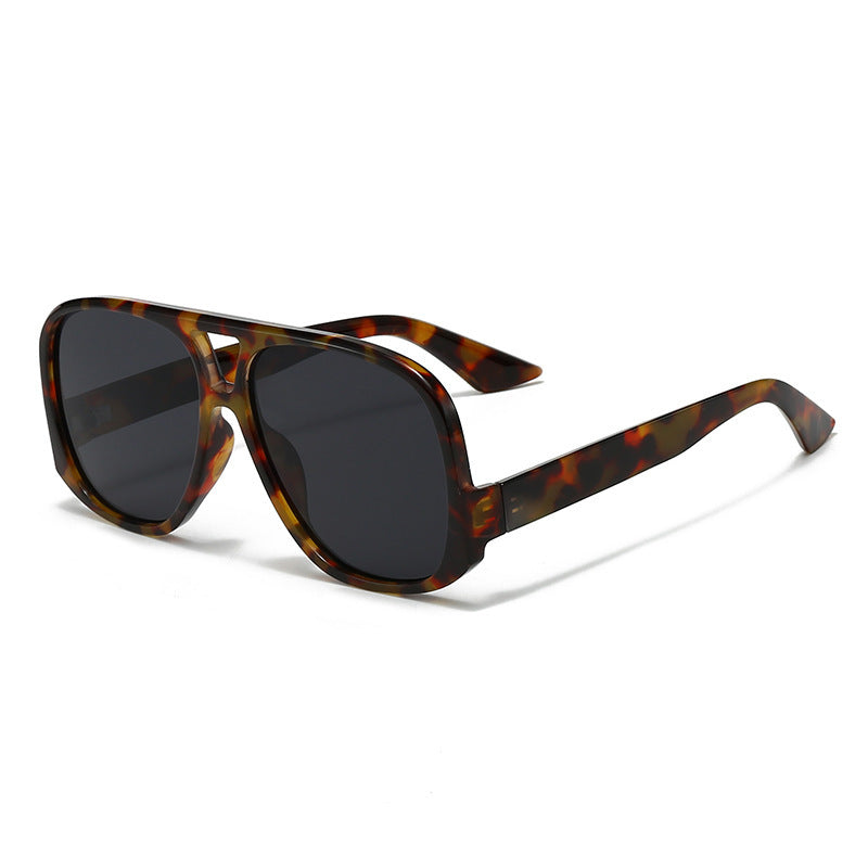 Dame trendy oversized solbriller i moderne skilpaddemønster Luvikno