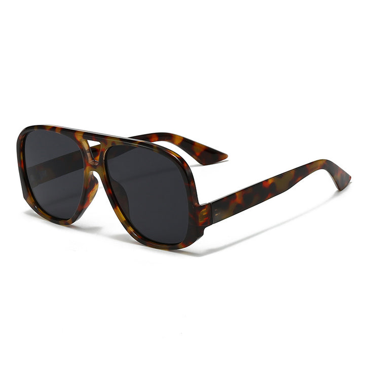 Dame trendy oversized solbriller i moderne skilpaddemønster Luvikno