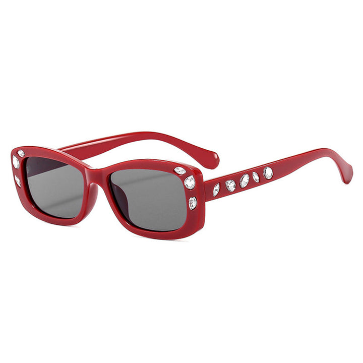 Dame moteriktig solbrille med krystallpynt Luvikno