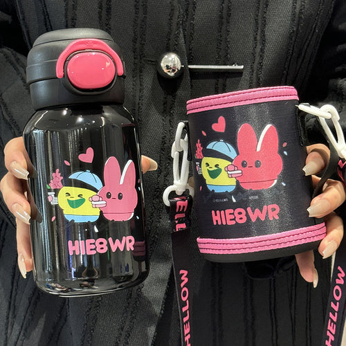 Damen Isoliertrinkflasche mit sicherem Klappdeckel und verspieltem Design Luvikno