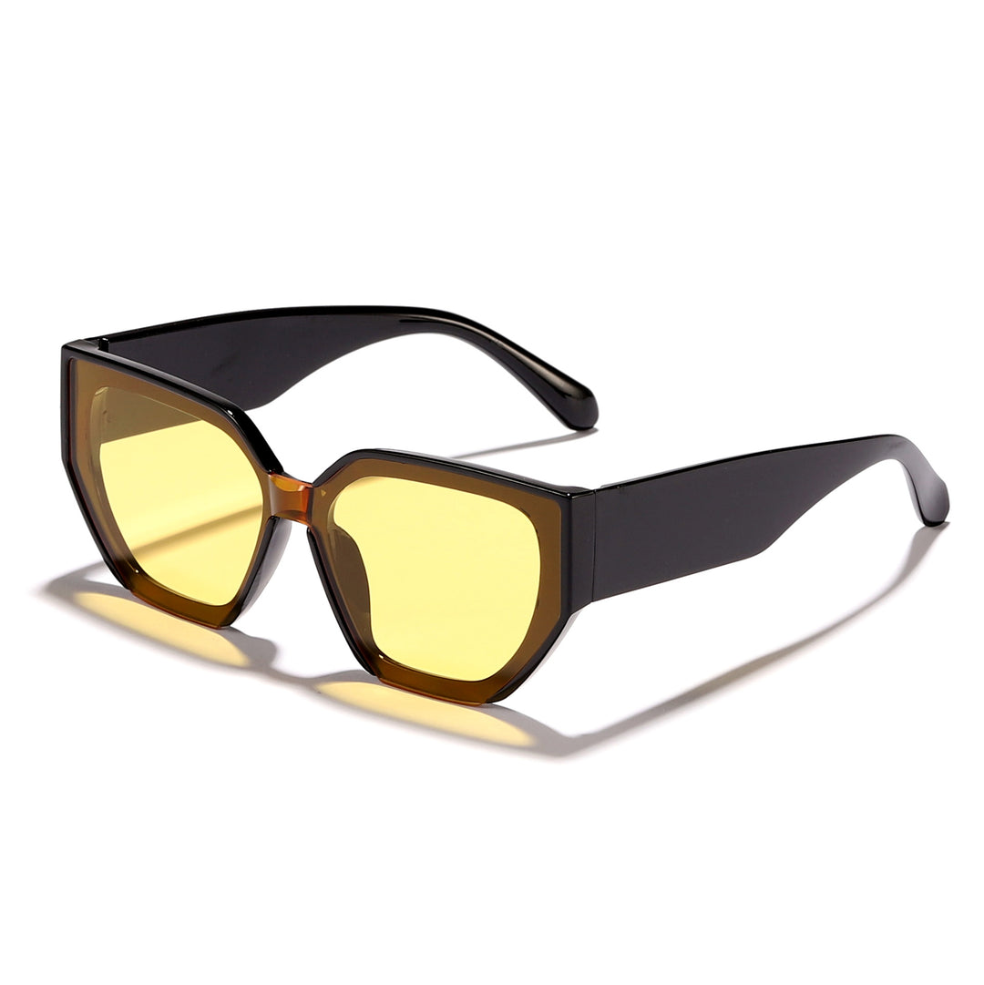 Dame trendy oversized solbriller med stilig hexagon-design Luvikno