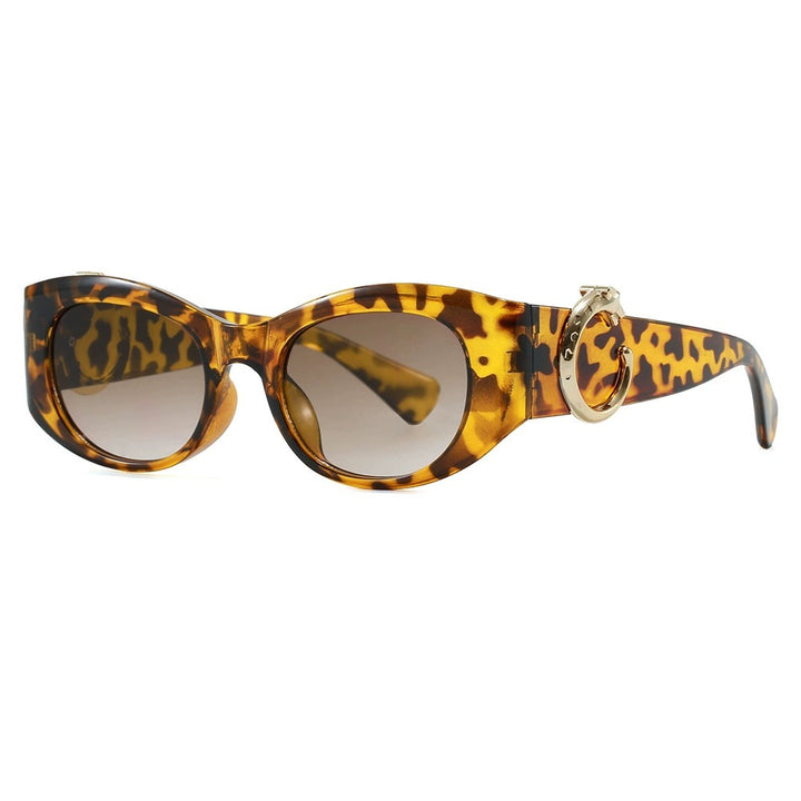 Dame elegant Cat-Eye solbriller med gulldetaljer Luvikno