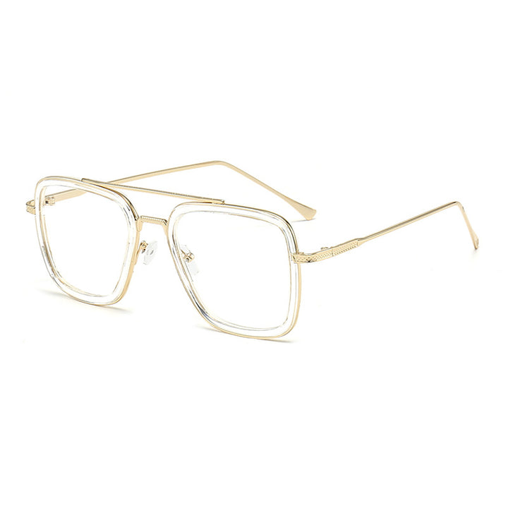 Dame moteristisk kvadratisk solbrille med glamorøs metallramme Luvikno