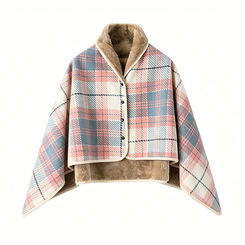 Dame elegant varmholdende Poncho-teppe Luvikno