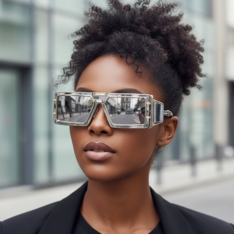 Dame Geometrisk Oversized Solbrille med luksuriøs ramme Luvikno
