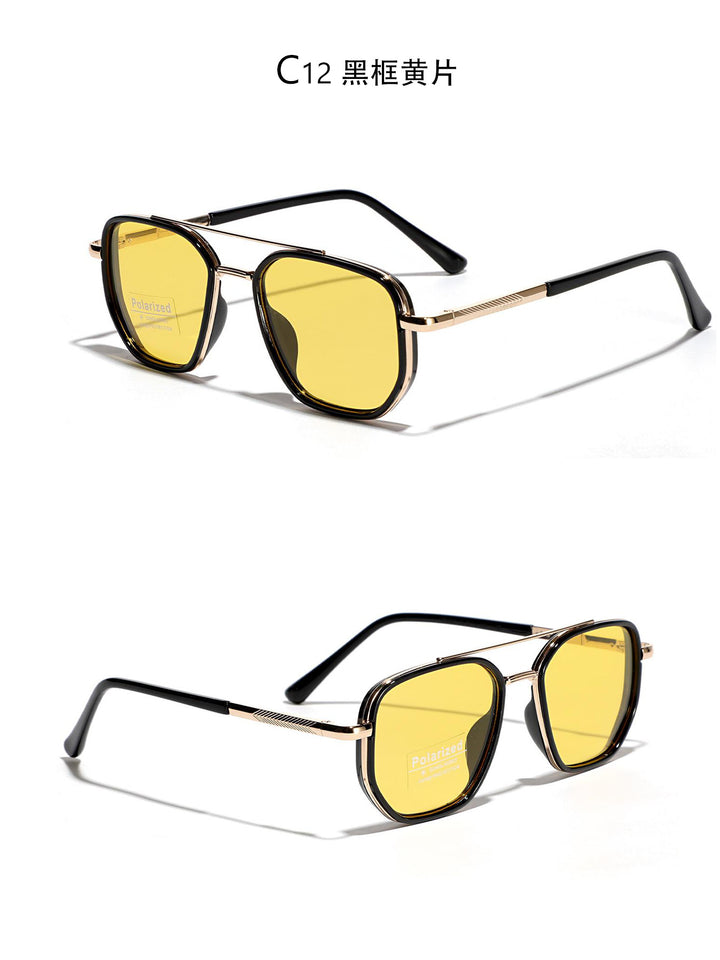 Dame kvadratisk solbrille med polarisert glass og elegant metallramme Luvikno