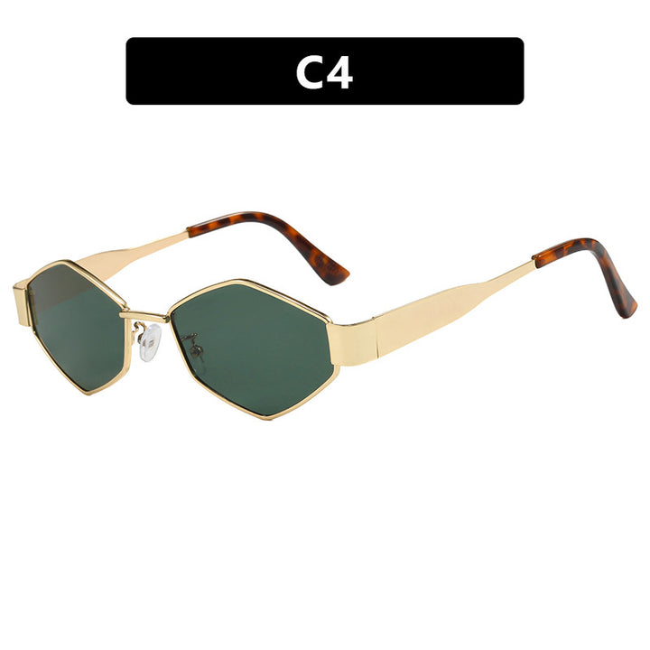 Damen geometrisk solbrille med smal metallramme og polarisert glass Luvikno