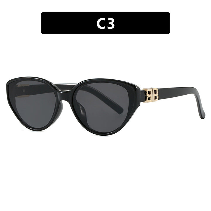 Dame modische Cat-Eye solbriller med elegant metallramme og UV-beskyttelse Luvikno