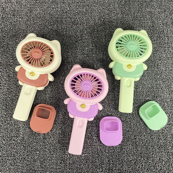 Unisex Bærbar Mini Håndvifte med søtt kattemotiv Luvikno
