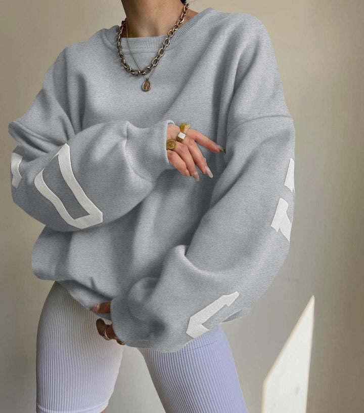 Dame avslappet oversized genser med kontrasterende ermer Luvik